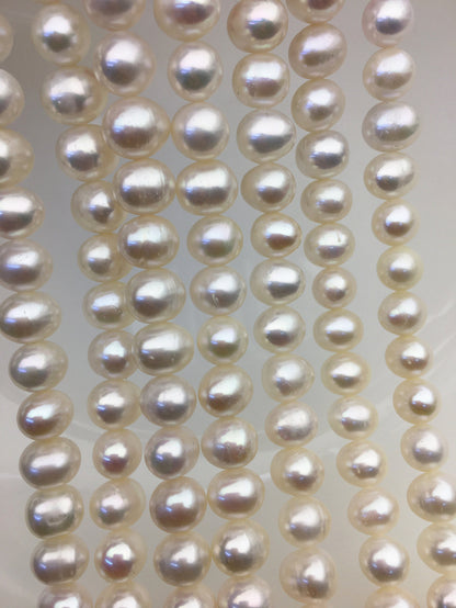 AA+ 7.3-8.3mm white potato freshwater pearls, Heirloom White Fresh Water Pearls,CR8-2A-3