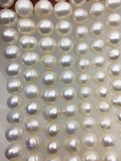 AA 10.4-11mm white Near Round potato freshwater pearls, 1.5mm, 2.0mm, 2.2mm, 2.5mm, 3.0mm big hole, pearl for DIY, CR10-2A-SLWc-1
