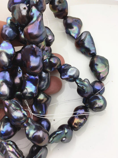 15.5'' AAA 13-18mm Black Rainbow flame ball pearl,FL15-3A-7-27