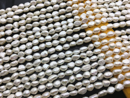 AA+ 5-6mm white nugget freshwater pearls, irregular nugget freshwater pearl strand, cheap price, pearl factory china, LM5-3A-5