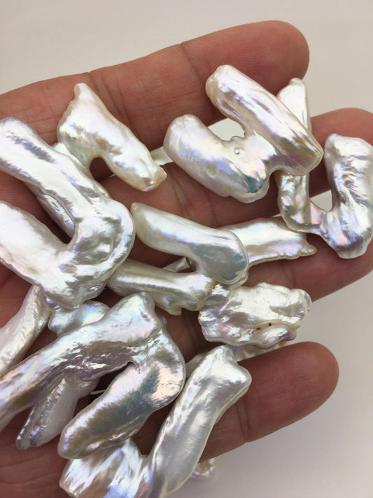 20pcs A+ 19-21mm white biwa keshi Freshwater Pearls, no hole,ZS-80-1-14