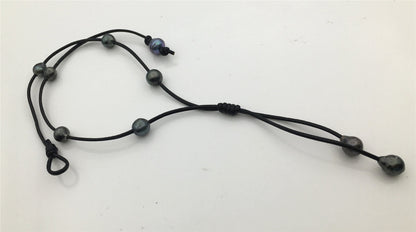 real tahitian pearl floating drop part leather Necklace, black, brown Leather color Pearl necklace, Leather pearl necklace, Le11-029