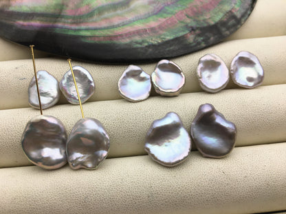 1 pair AAA 10-18mm gray long keshi pearls Pair, for make dangle earrings, baroque pearl, loose pearl beads, very high luster, ZS-127-62-14