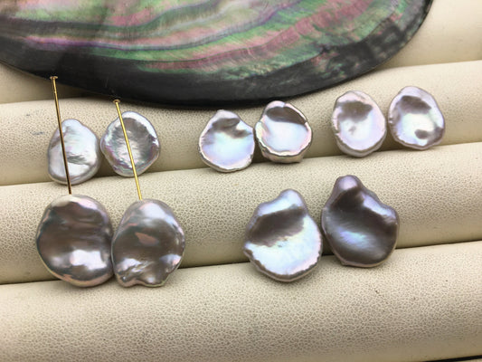 1 pair AAA 10-18mm gray long keshi pearls Pair, for make dangle earrings, baroque pearl, loose pearl beads, very high luster, ZS-127-62-14