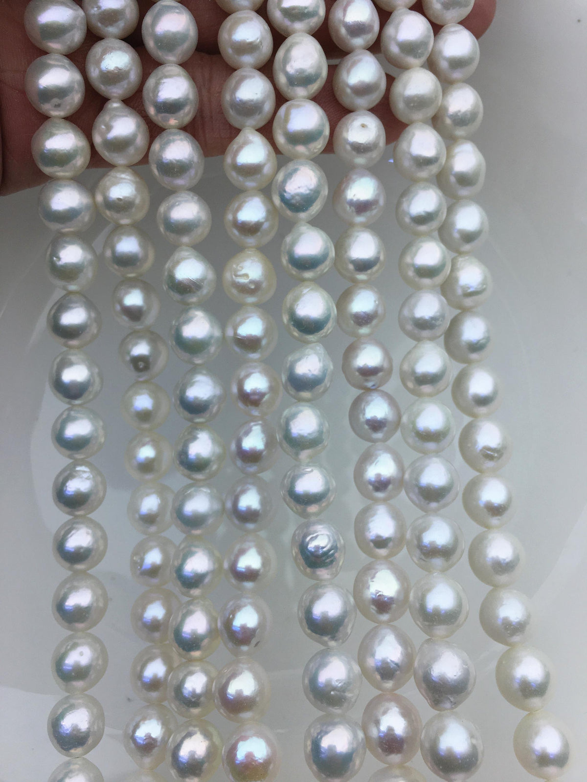 AA+ 8-10mm white oval near round Edison Freshwater Pearl,ED12-2A-5-55