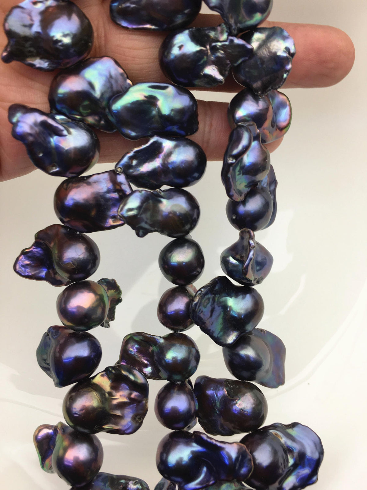 15.5'' AA+ 12-17mm black blue flame ball pearl,FL15-2A-5-50