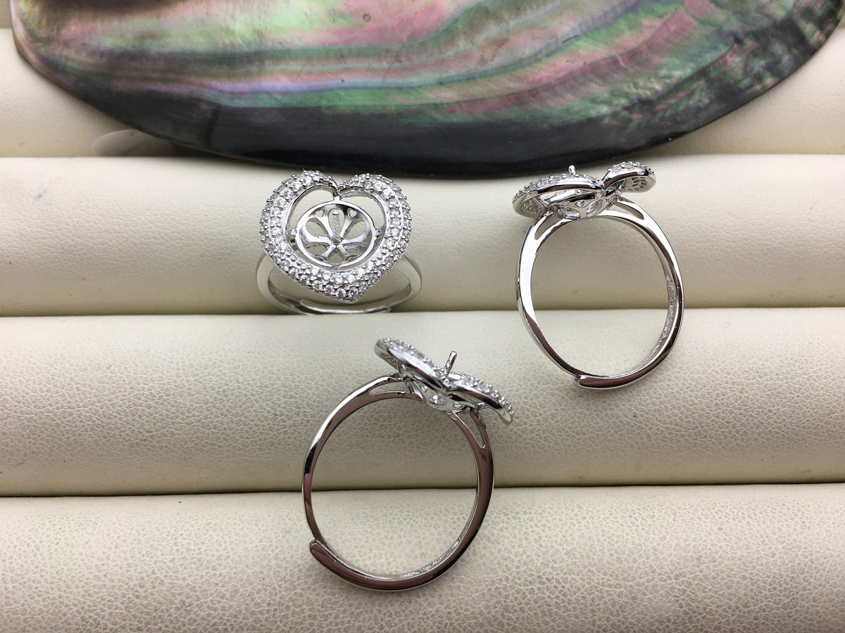 1pc heart pearls CZ Diamond sterling silver ring,ASL-RG-011