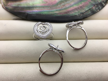 1pc heart pearls CZ Diamond sterling silver ring,ASL-RG-011