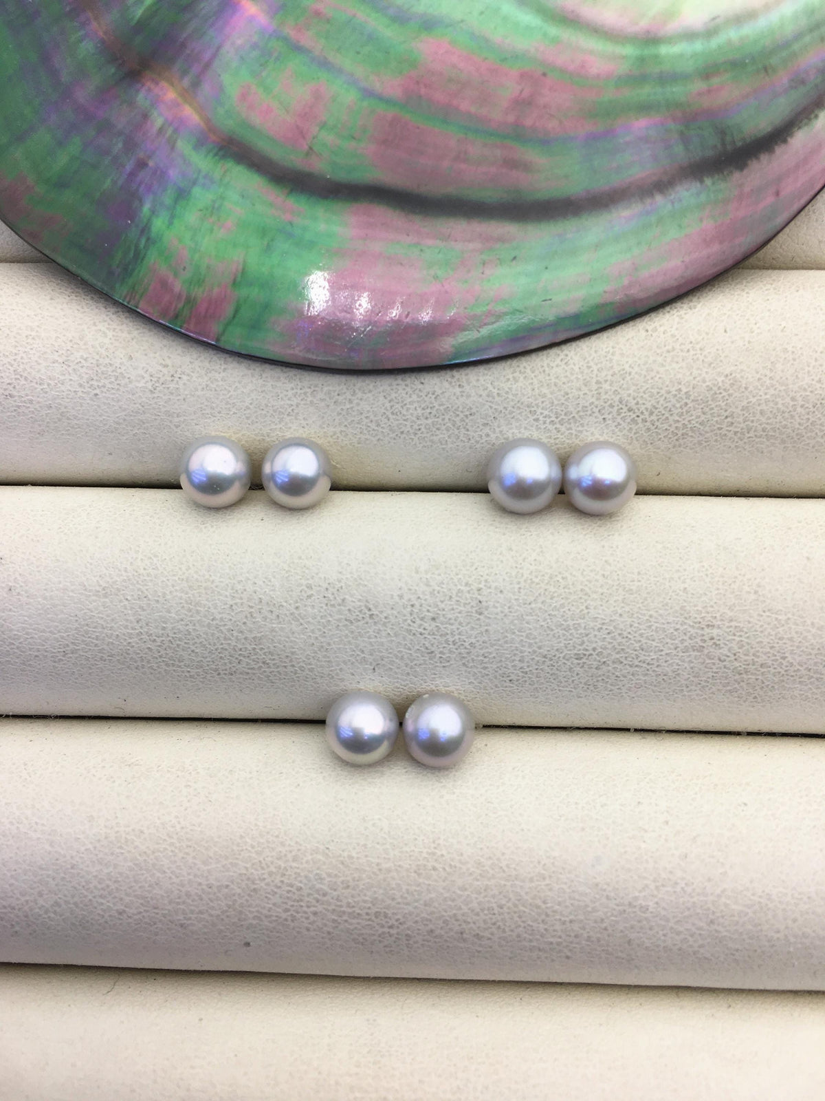 2 pairs AAA 6-6.5mm gray round freshwater pearl pair, round loose pearl wholesale, for pearl earrings, for pearl ring, RP6-3A-8