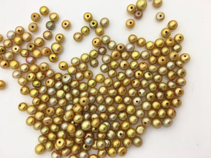 30pcs AAA 4.5-5mm brown button round freshwater pearl,0.9mm half hole,BTN4-T1