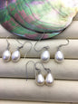 2 pairs AAA 8.3-9.3mm white teardrop pearl dangle earrings,S925 Sterling Silver pearl earrings,pearl for women,SE3-T8