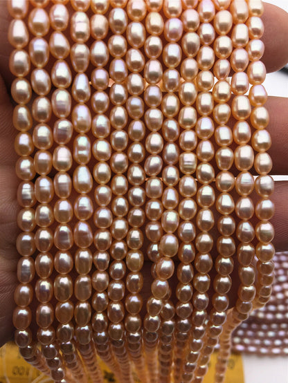 AAA 3.5-4mm*4.8-5.5mm orange rice pearls, oval loose pearl beads, diy pearl, genuine pearl, Cultured pearl, diy pearl beads, LR3-3A-32