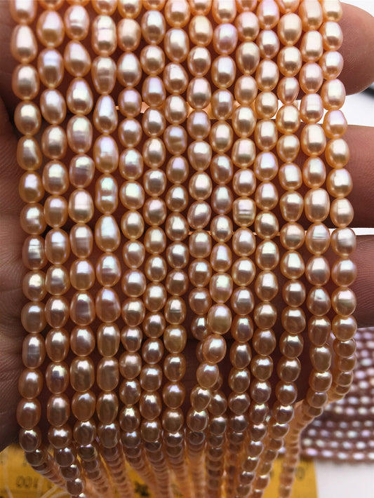 AAA 3.5-4mm*4.8-5.5mm orange rice pearls, oval loose pearl beads, diy pearl, genuine pearl, Cultured pearl, diy pearl beads, LR3-3A-32