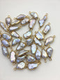 10pcs AA+ 8-11mm white baroque Pearl connector with Gold Electroplated Edge for make Earrings bracelet necklace,EDG-016