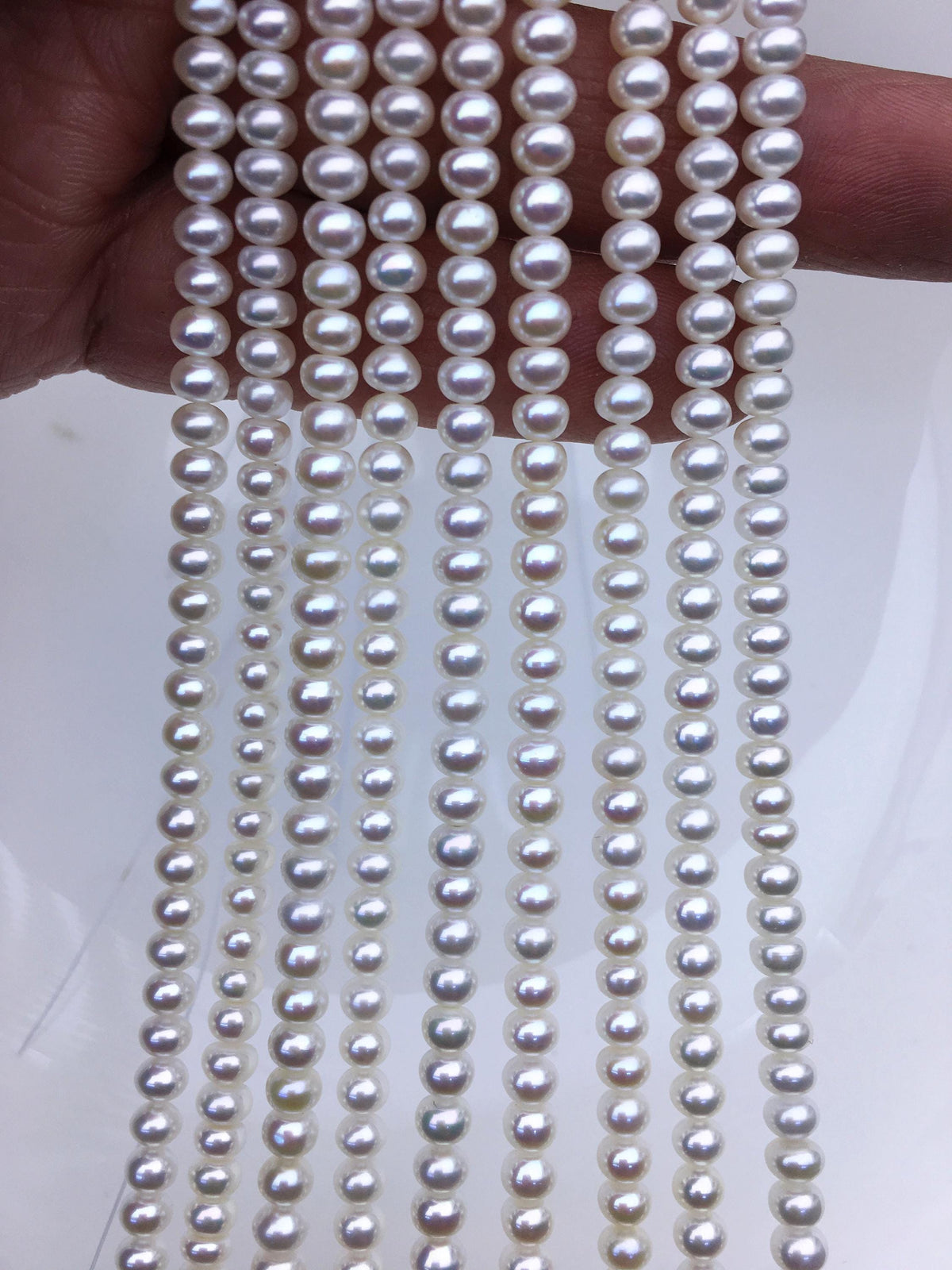 AAA 4-4.5mm tiny White button round freshwater pearls, Rondelle pearl Beads, white freshwater pearl, loose strands, SM4-3A-43
