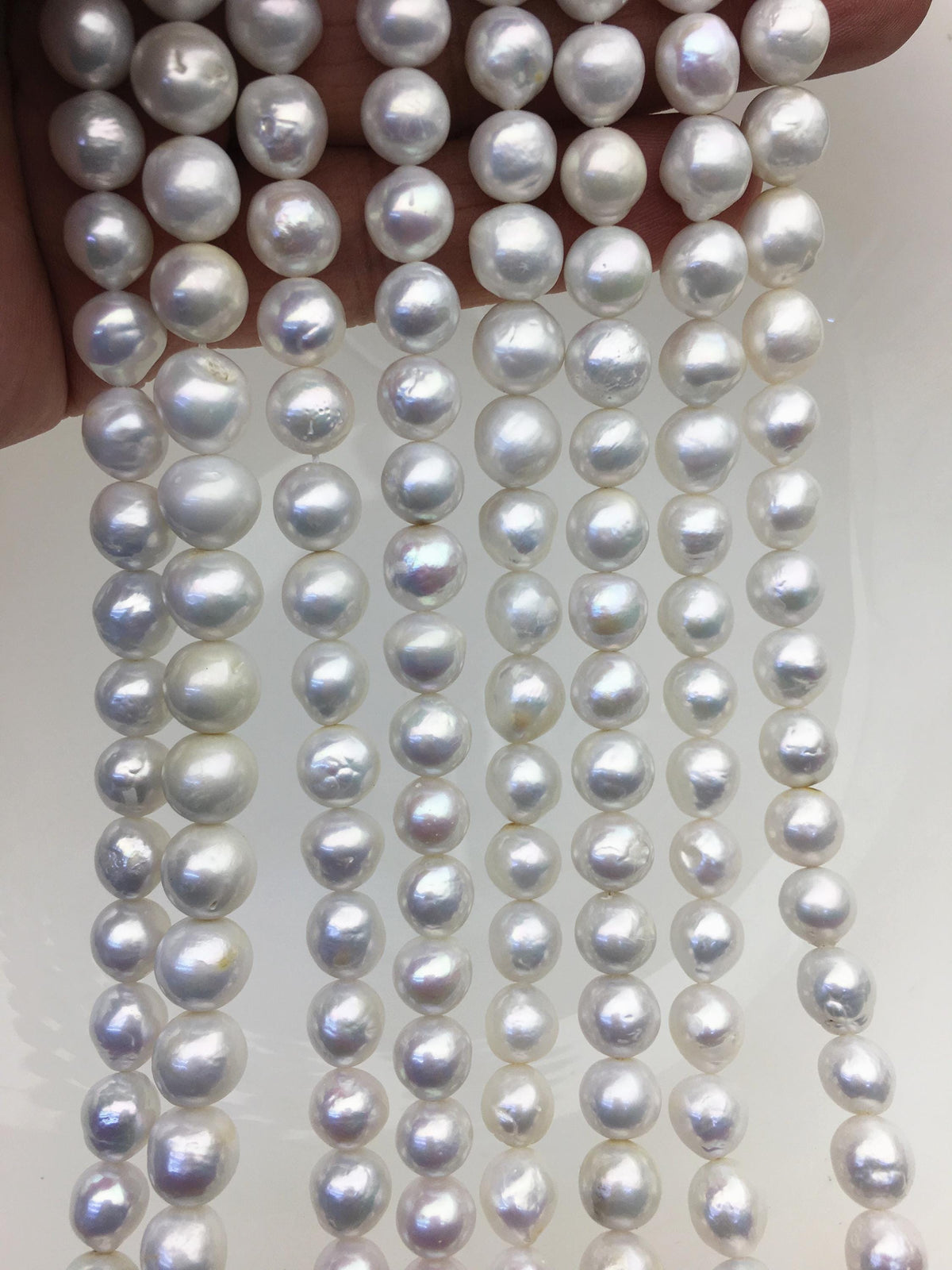 AA 8-9mm white baroque near round freshwater pearls, large hole, loose pearl beads material, gift for her necklace, Cultured pearl, RP8-T1