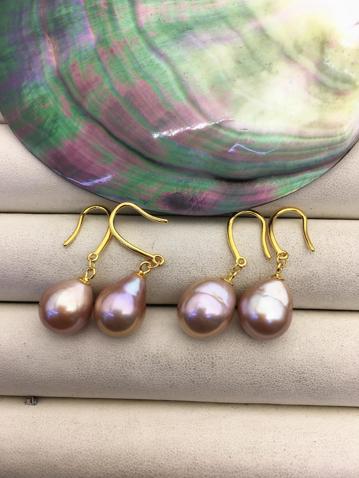 AAA 10-11mm natural rianbow drop edison pearl dangle earrings, yellow gold S925 Sterling Silver earrings, wedding pearl earrings, SE3-T9-71