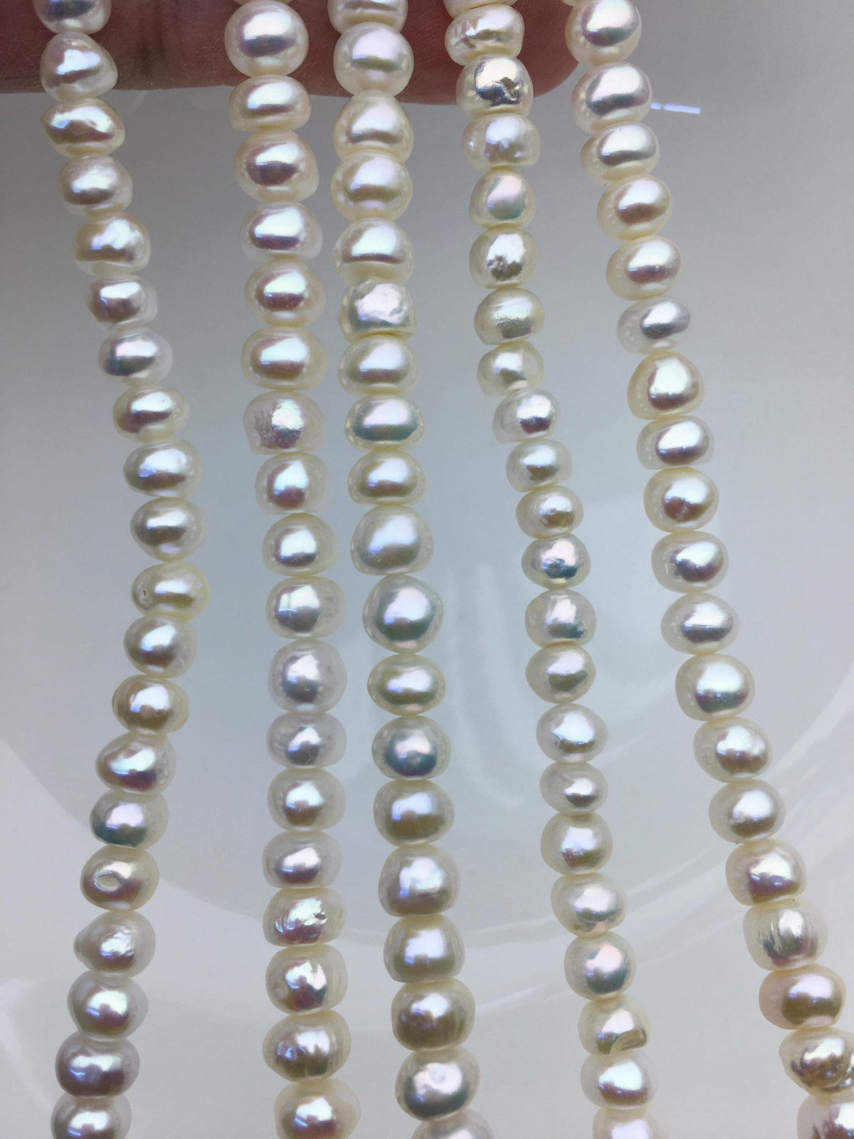 High Luster!AA+ 6.5-7.5mm white button thick skin freshwater pearls, Rondelle pearl Beads strand, loose strands, flat round pearls, SM7-T5