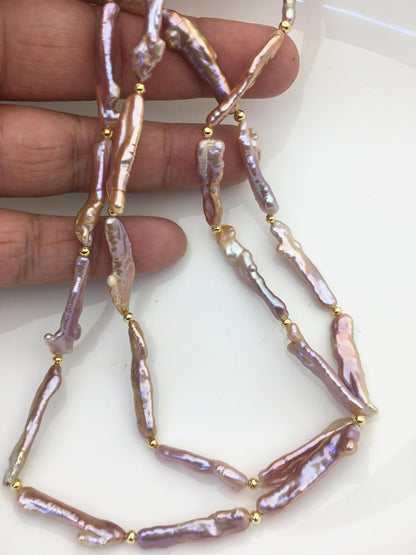 33'' AAA 4-8mm purple rainbow toothpick keshi biwa freshwater Pearl necklace, genuine freshwater Pearl necklace, NPN1-024-7