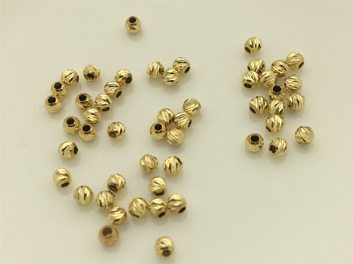 18k Real Yellow 2mm/2.5mm Gold Handmade Bali Style Faceted Round Beads, 18k Gold Beads. 18k Spacer Beads,ASG-PJ-004