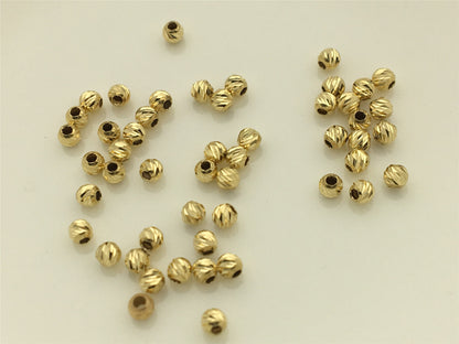 18k Real Yellow 2mm/2.5mm Gold Handmade Bali Style Faceted Round Beads, 18k Gold Beads. 18k Spacer Beads,ASG-PJ-004