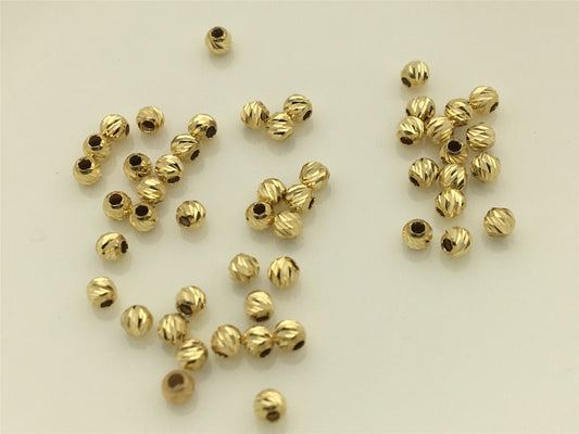 18k Real Yellow 2mm/2.5mm Gold Handmade Bali Style Faceted Round Beads, 18k Gold Beads. 18k Spacer Beads,ASG-PJ-004