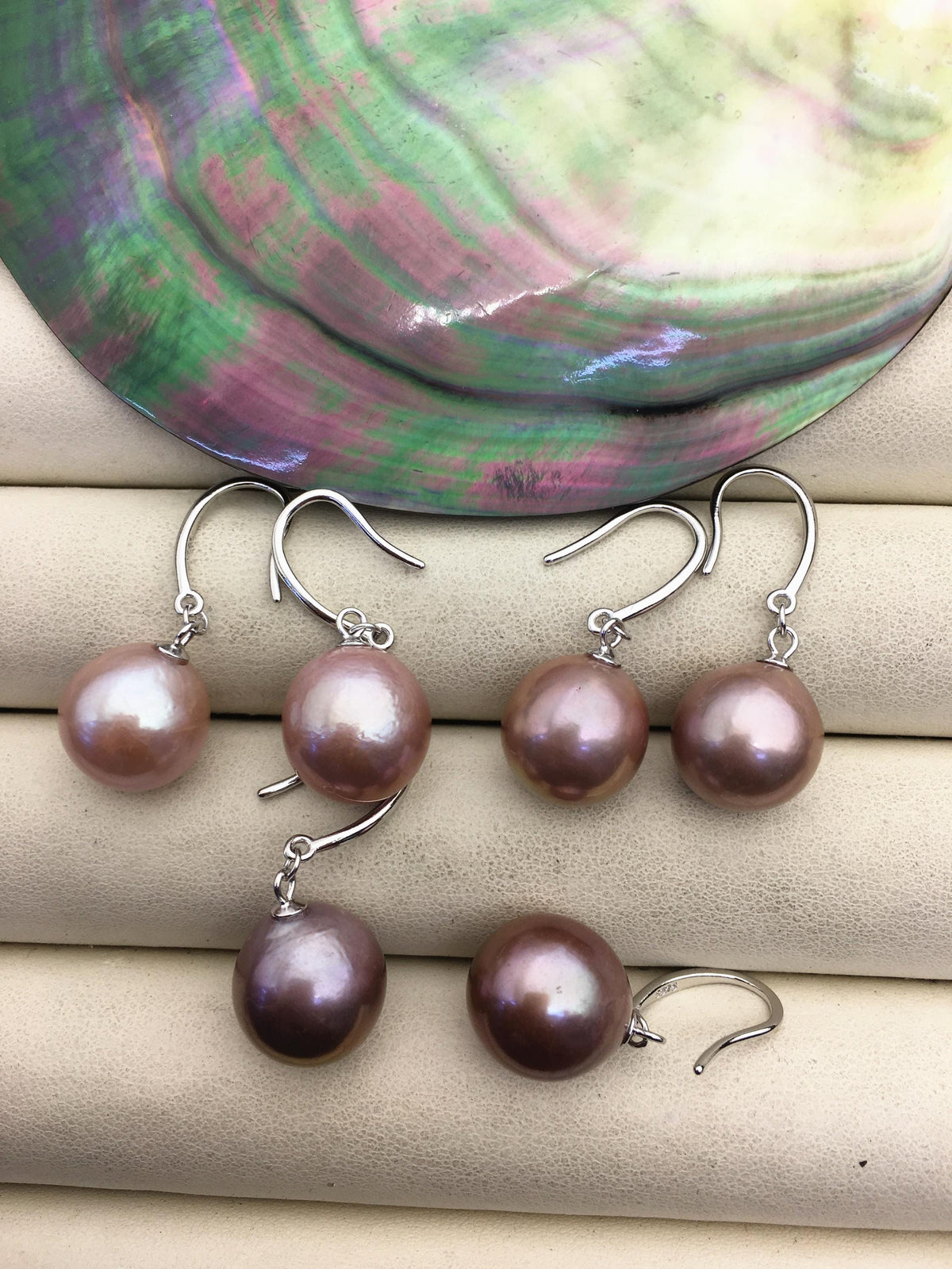 Stunning Purple Edison Pearl Drop Earrings | AAA 11-12mm Freshwater Pearl