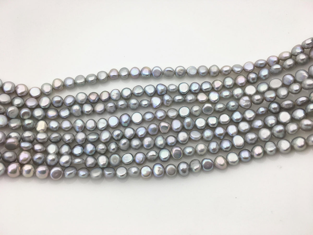 AAA 5.5-6.5*6-7mm gray nugget freshwater pearls,irregular nugget freshwater pearl strand,LM5-3A-13