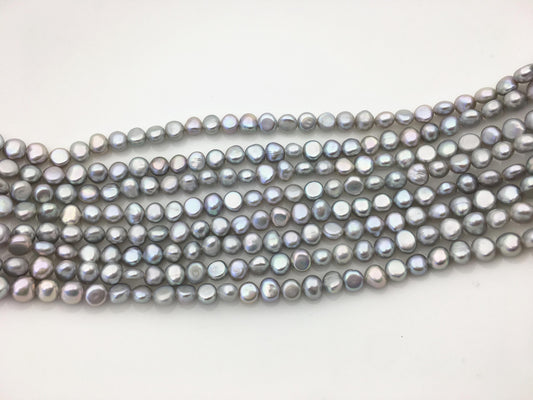 AAA 5.5-6.5*6-7mm gray nugget freshwater pearls,irregular nugget freshwater pearl strand,LM5-3A-13