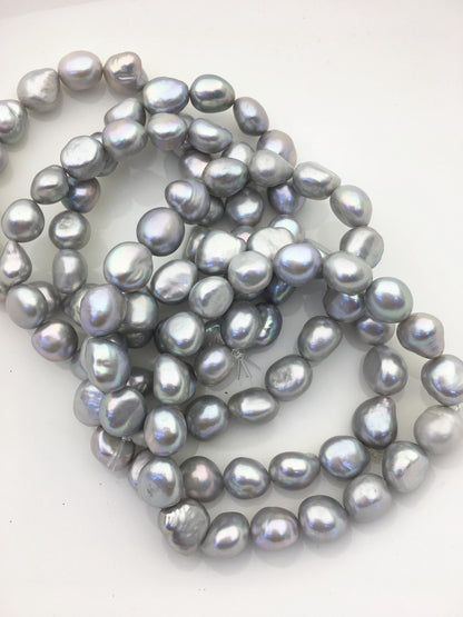 7'' 10mm AAA silver gray nugget Freshwater pearl Elastic string Bracelet,baroque pearl bracelet,B8-T2
