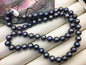 18'' AAA 7-7.5mm Green Black Round Freshwater pearl Necklace,NPN1-T19