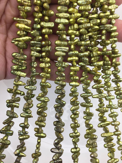 AA 4-5mm green Biwa Pearl Necklace,Genuine Fresh Water Pearl,Wedding Necklace,Mothers Day,ZS-80-10-44
