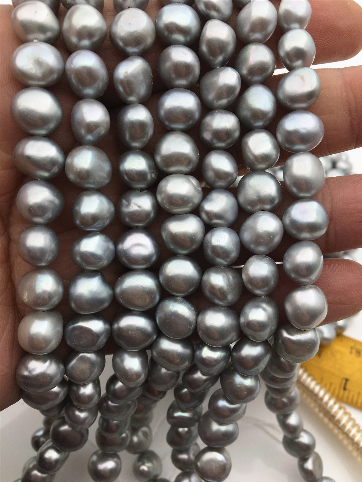 AAA 8.3-9.3x9-10mm gray nugget freshwater pearls, Irregular Beads for Pearl Necklace bracelet, gray baroque pearl strand, LM9-3A-22