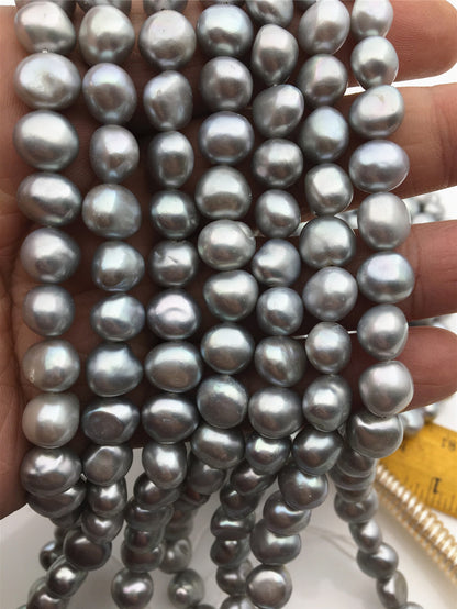 AAA 8.3-9.3x9-10mm gray nugget freshwater pearls, Irregular Beads for Pearl Necklace bracelet, gray baroque pearl strand, LM9-3A-22