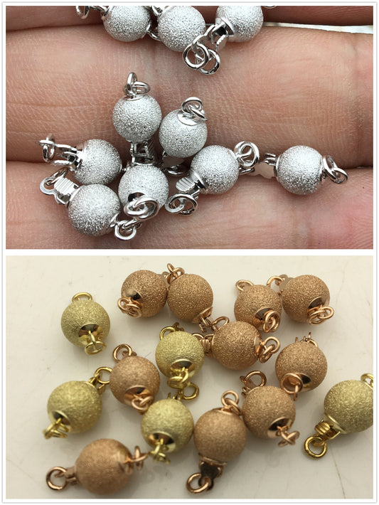 6/8/10mm Sterling Silver Frosted Bead Safety Clasp,S925 sterling silver,Select Size,WHOLESALE,ASL-CL-003