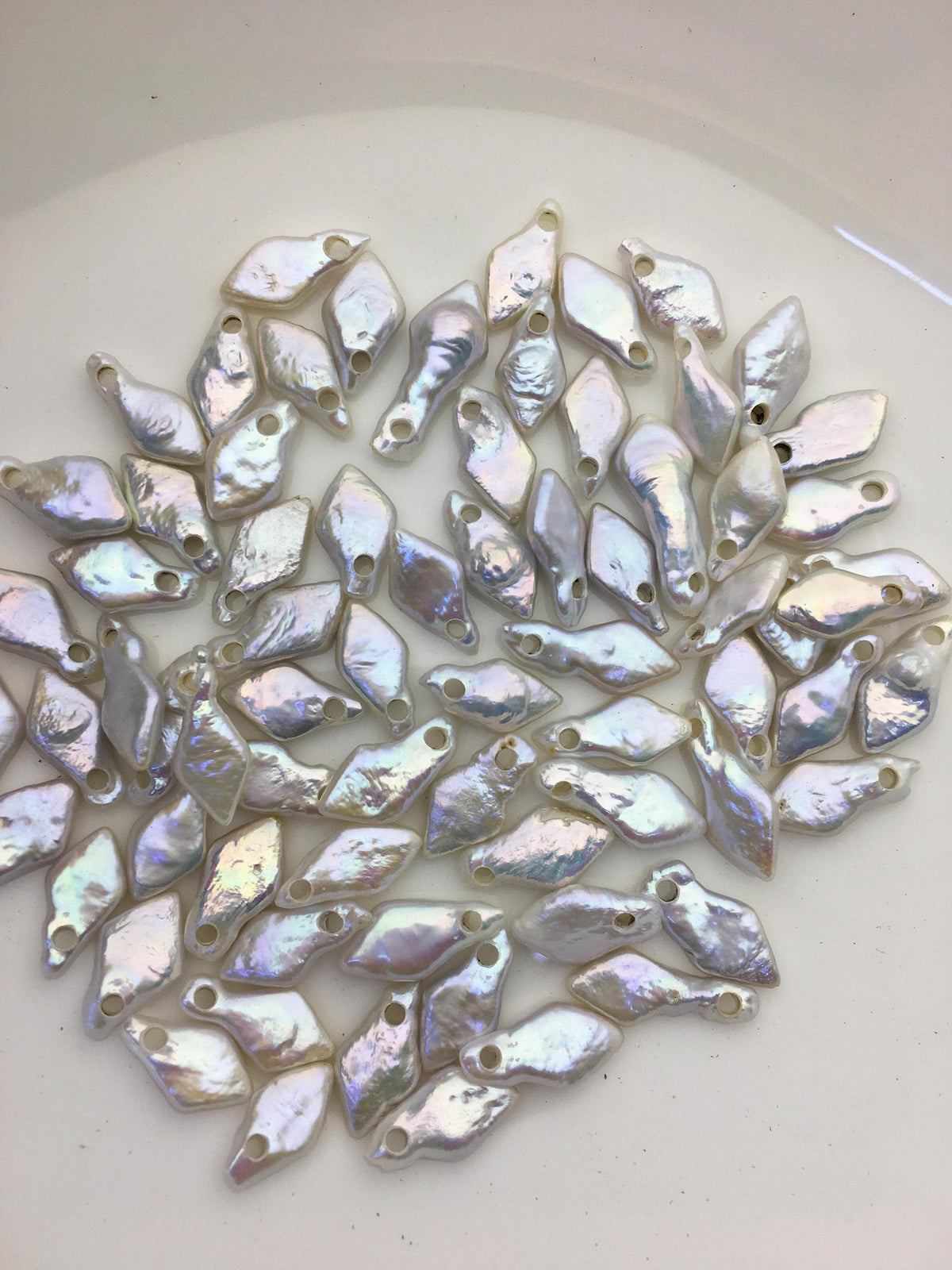 20pcs AAA 8-10mm white diamond freshwater pearls,2.2mm top large big hole,ZS-103-11