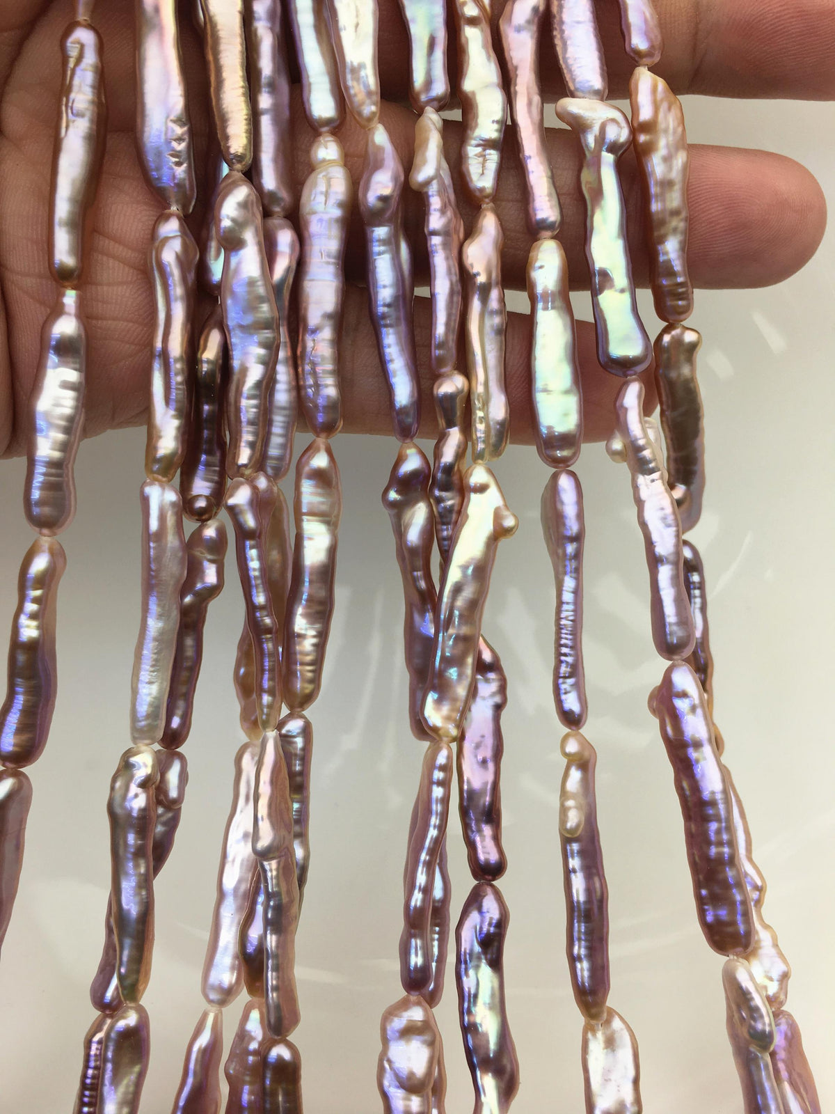 15.5'' AAA 4-7mm natural purple rainbow Toothpick pearls,ZS-80-25-10