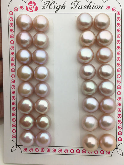 1 pair AAA+ 10.5-11mm Purple button Round freshwater pearls pair,BTN11-4A-1-2