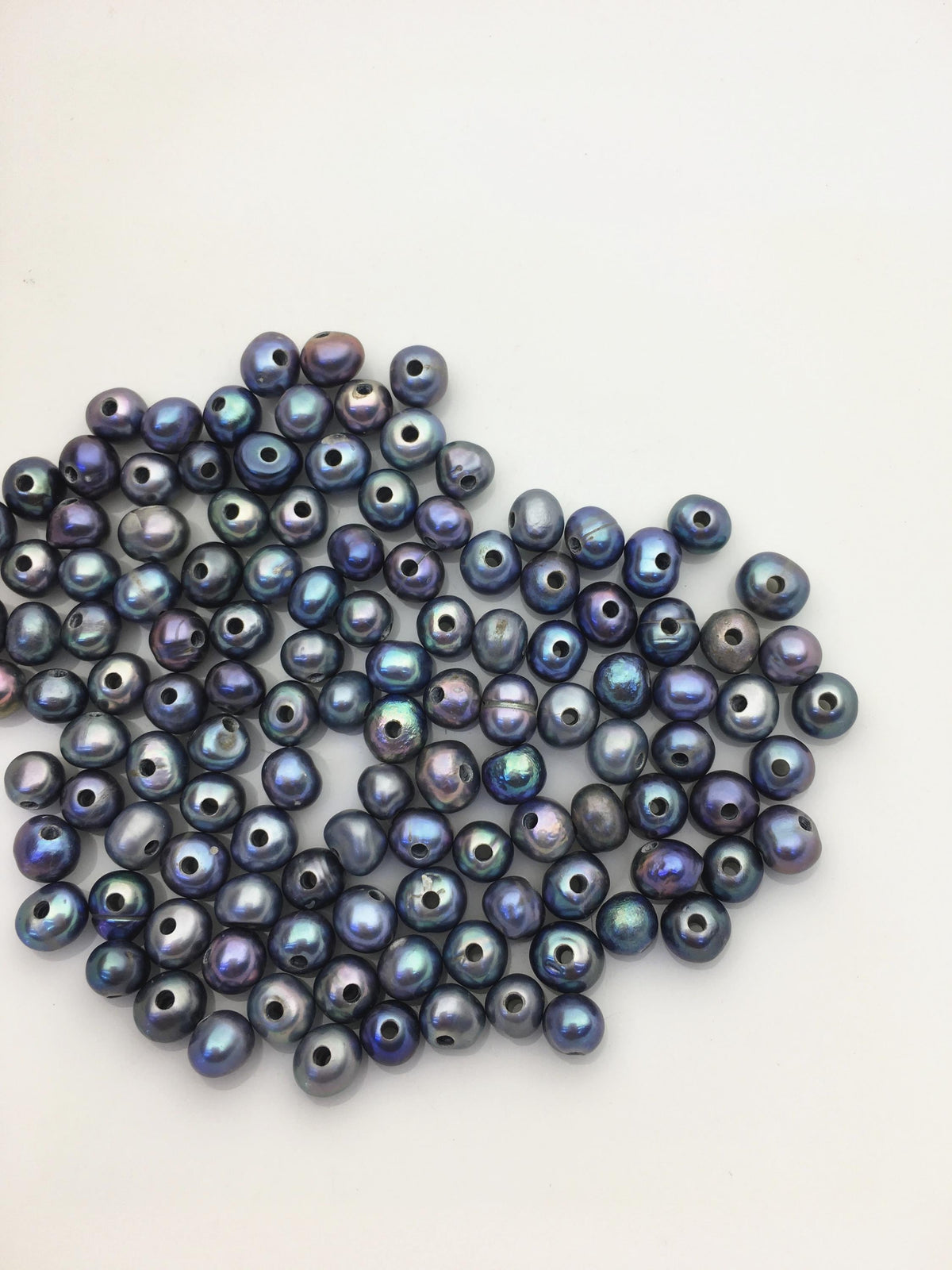 50pcs AA+ 5.8-6.5mm black blue potato freshwater pearl,1.6mm large hole,CR6-2A-21