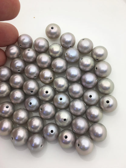 5pcs AAA/AA+ 12-13mm gray round freshwater pearls,2.2mm large hole,RP12-3A-4