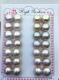 7 pairs AAA 12-12.5mm natural color big button round freshwater pearls pair,BTN12-T1