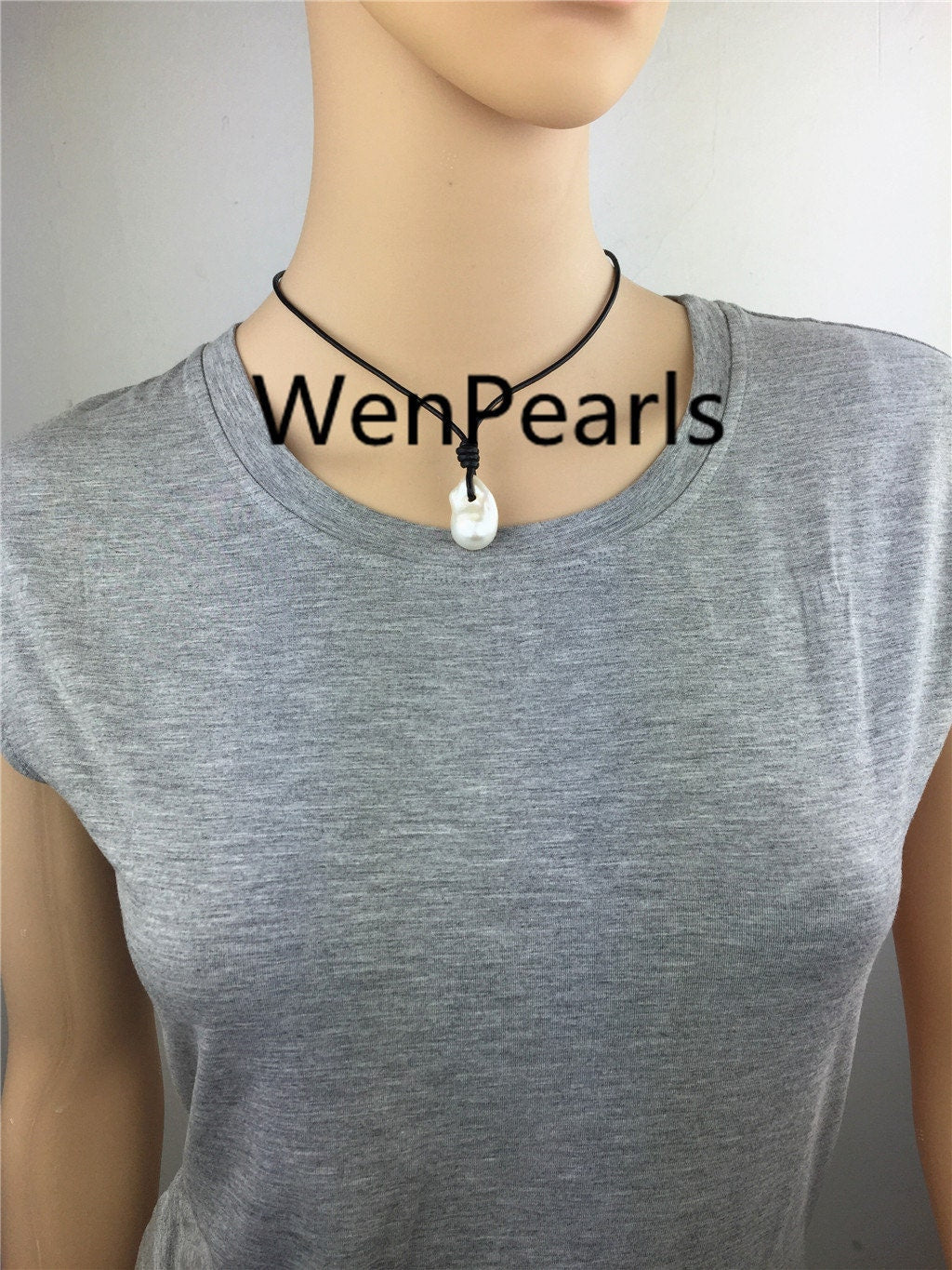 30% OFF, Flameball pearl and leather necklace, Baroque Freshwater Pearl Drop Necklace, Flaming ball pearl necklace, wholesale, Le2-018