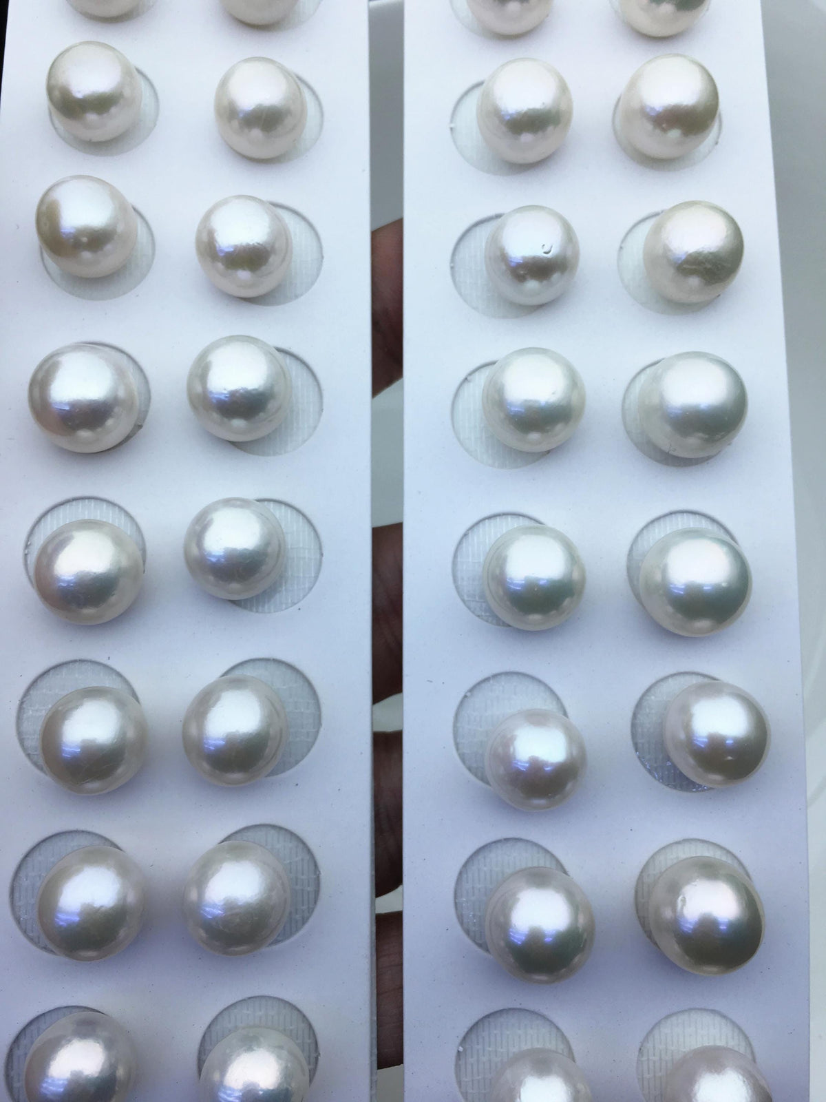 2 pairs AA+ 12-13mm White Round edison freshwater pearl,no hole, RP12-3A-2