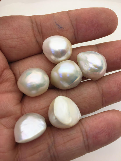 6pcs AAA 15-16mm white Baroque Mabe Freshwater Pearls,no hole,MB-T39