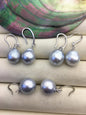 1 pair AA+ 11-12mm Silver Gray South Sea drop pearl dangling earrings,SE3-109-6