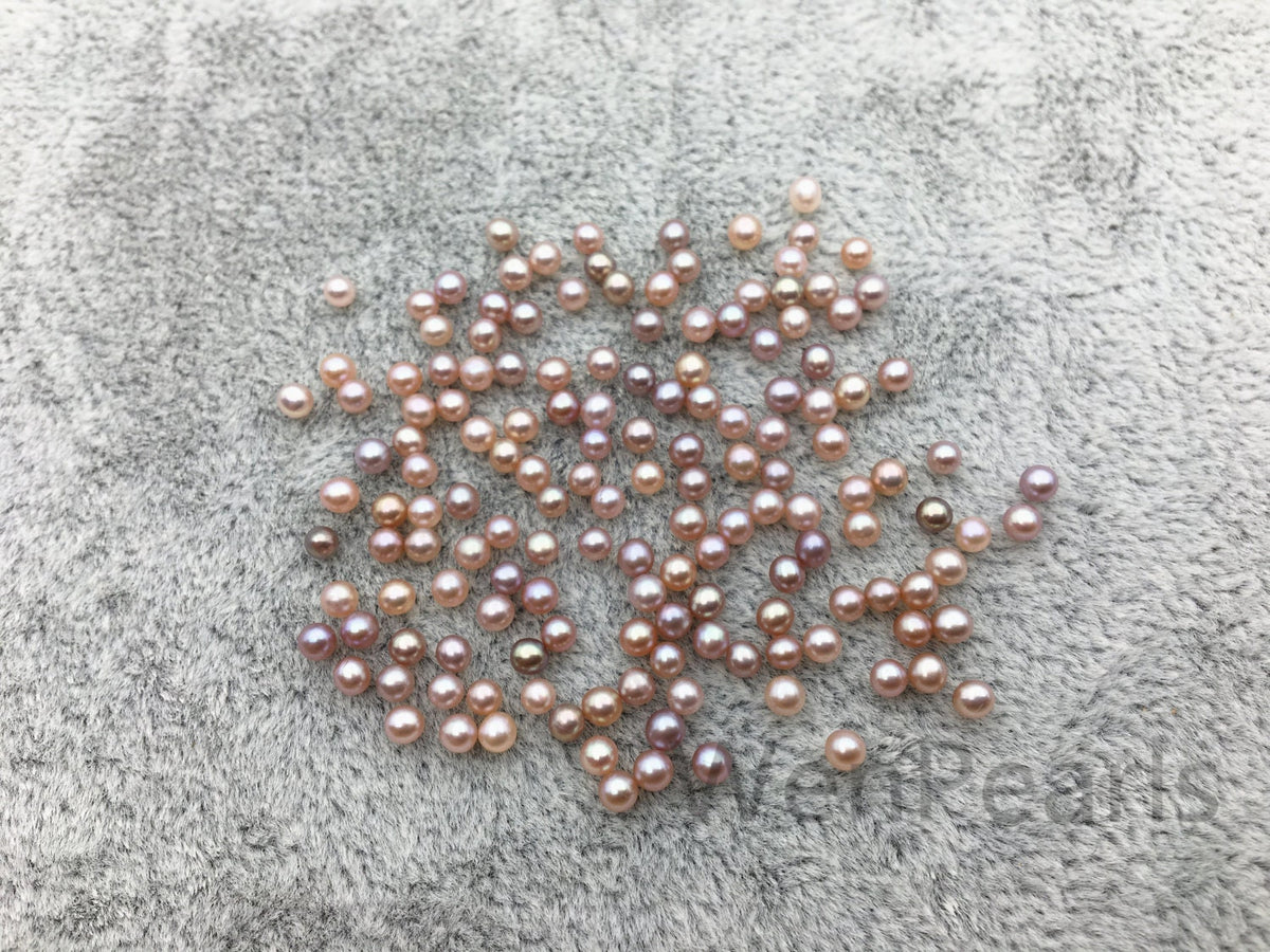AAA 2-2.3mm purple round seed freshwater pearls,half hole,tiny pearl supply,good quality,no hole,through hole,RP2-3A-9