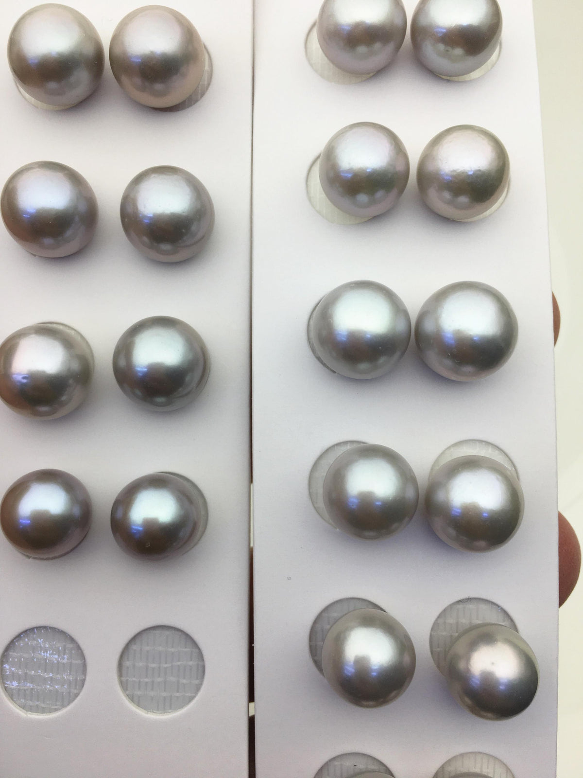 2 pairs AAA 10-11mm gray round freshwater pearls pair,half hole,RP10-3A-3