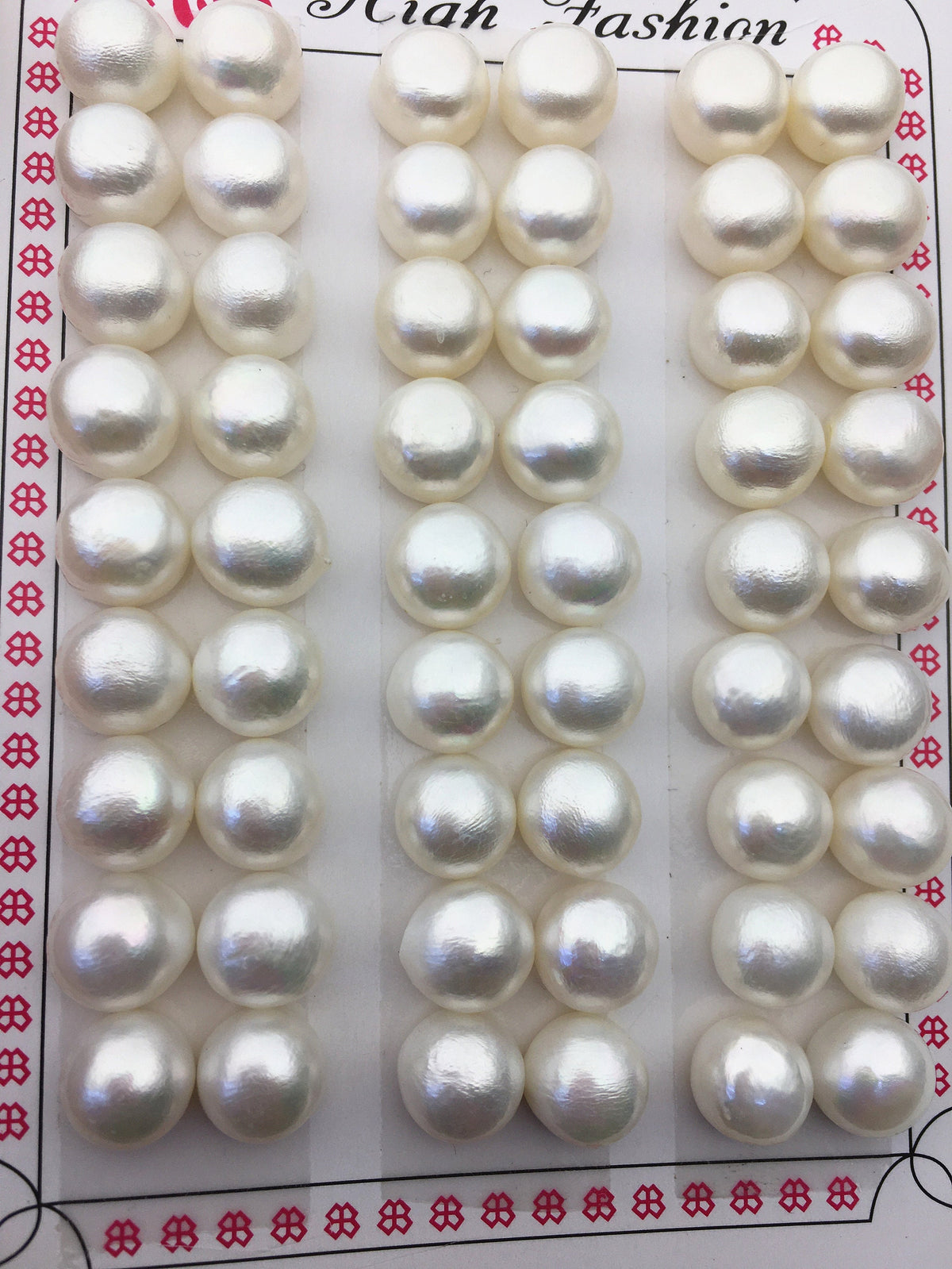 2 pairs AAA 9-9.5mm thick skin button round freshwater pearls pairs,half drilled,BTN9-T5