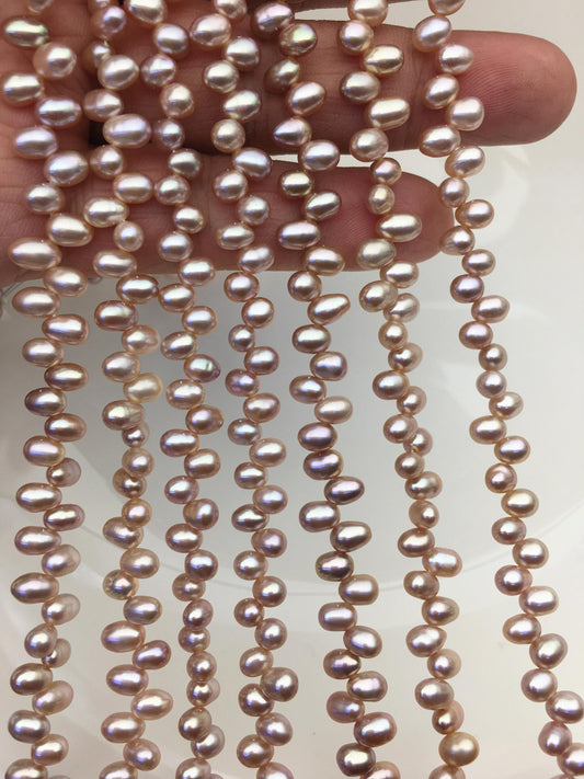 AAA 4-4.5mm purple rice freshwater pearls, Cultured white rice freshwater pearls beads strand, LR4-3A-46