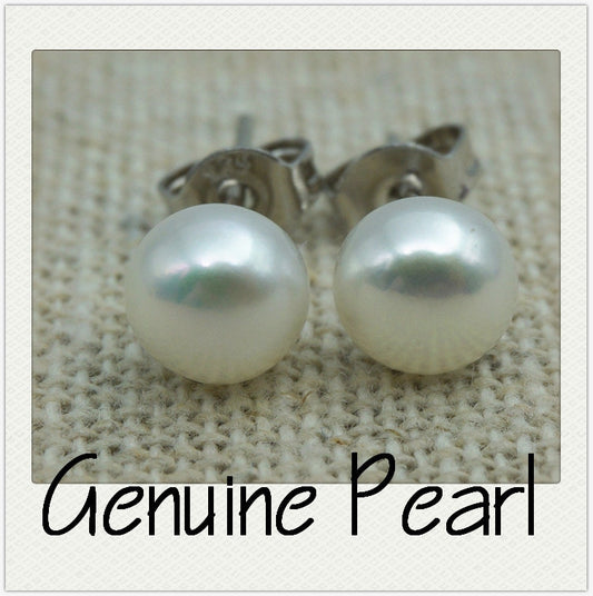One pair white pink purple pearl earrings, Ivory Pearl studs, Sterling Silver, pearl stud earrings, kids stud, little girl earrings, SE1-008